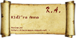 Klára Anna névjegykártya