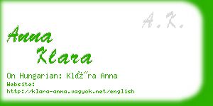 anna klara business card